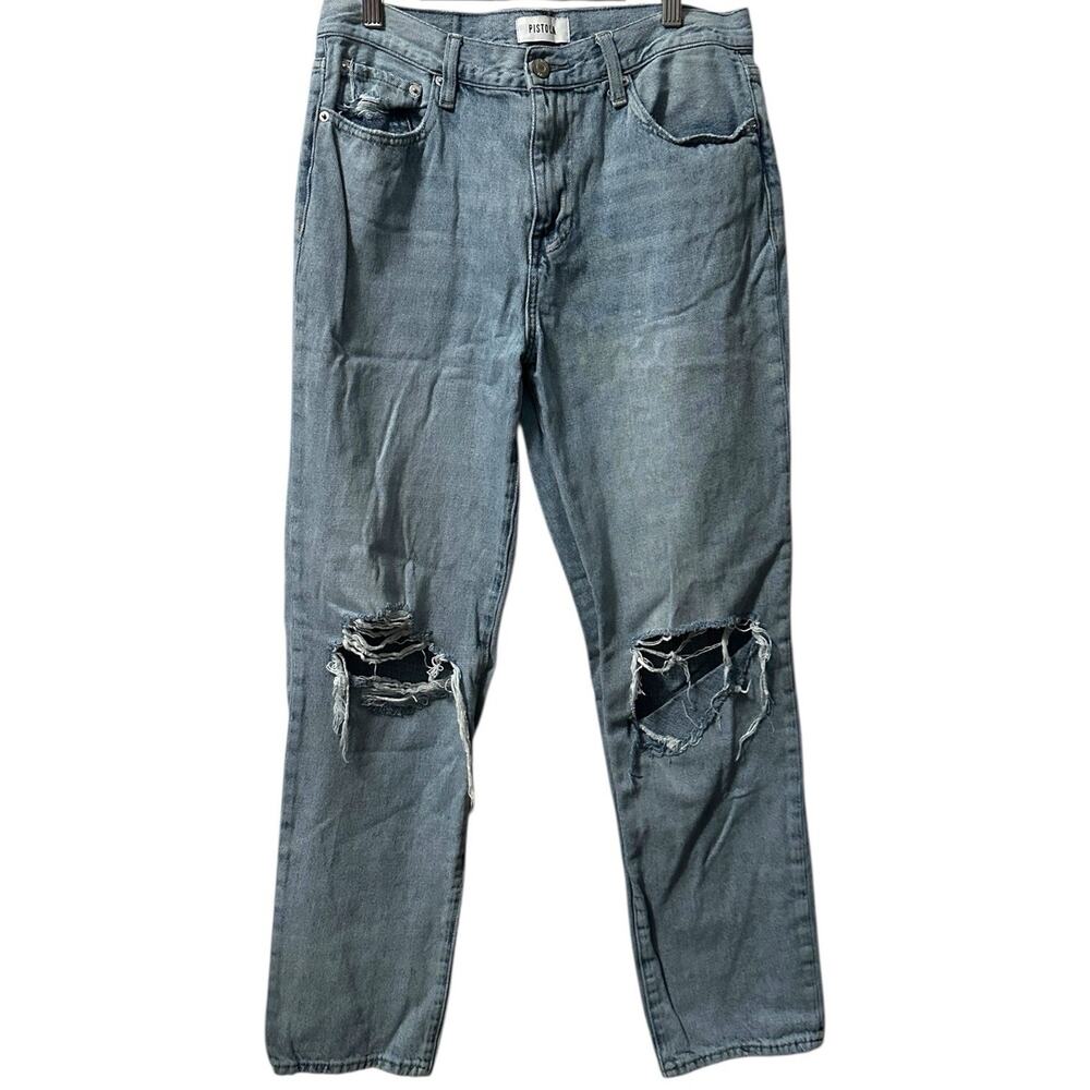 Pistola Presley Jeans Women's 29 Distressed Ripped Straight Leg High Rise‎